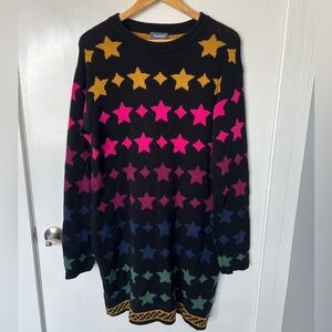 ModCloth Rainbow Stars, Sweater Dress, Knit, size L